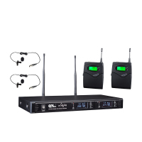 启诺 Qinuo 专业会议音频系统 无线一拖二领夹话筒 真分集式领夹话筒麦克风 套 黑色