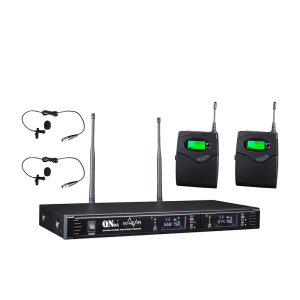 启诺 Qinuo 专业会议音频系统 无线一拖二领夹话筒 真分集式领夹话筒麦克风 套 黑色