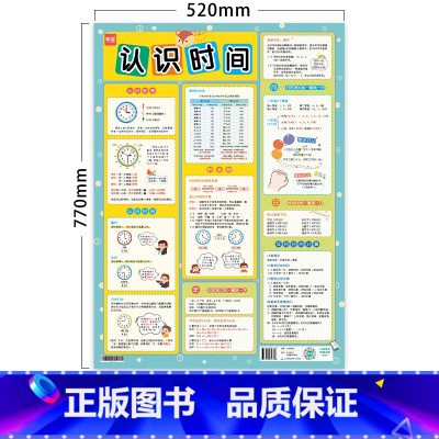 认识时间[520mm*770mm]大号款 小学通用 [正版]易蓓小学数学认识时间和钟表专项练习一二年级时分秒年月日计算巧