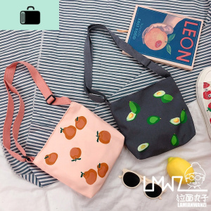 韩版学生牛油果帆布女斜挎包百搭可爱日系小清新包包夏天NEW LAKE