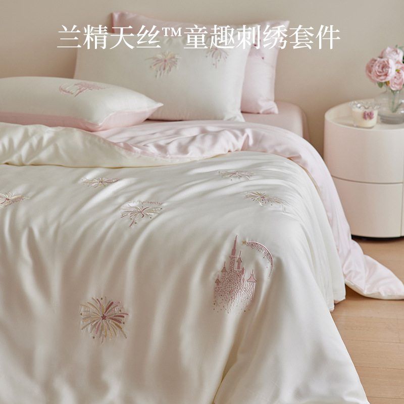 A类轻奢夏季兰精天丝四件套2026新款冰丝凉感床单被套公主风床品