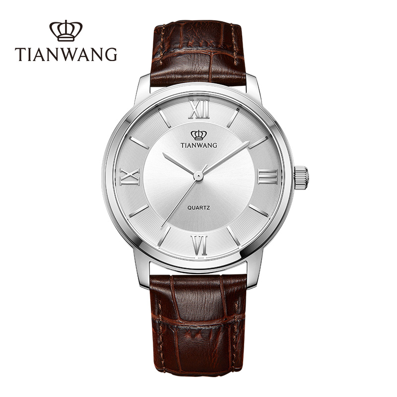 天王手表男士石英表休闲简约皮带男表正品高颜值时尚防水腕表3702