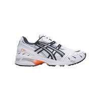 ASICS跑步鞋女舒适透气轻便时尚白色黑色条纹橙色点缀网眼结构