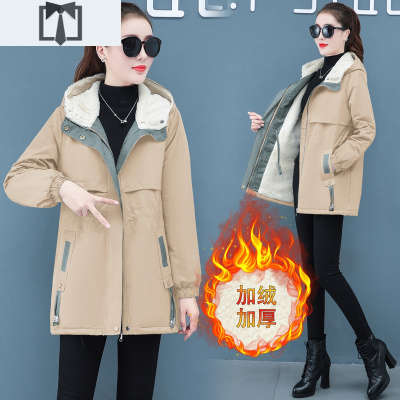 SUNTEK加绒加厚风衣外套女2020新款秋冬小个子中长款高端设计感气质大衣风衣