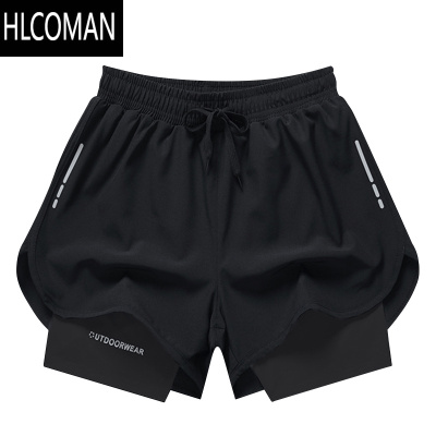 HLCOMAN运动裤男双层简约男士速干比赛男式训练舒适透气短裤新款