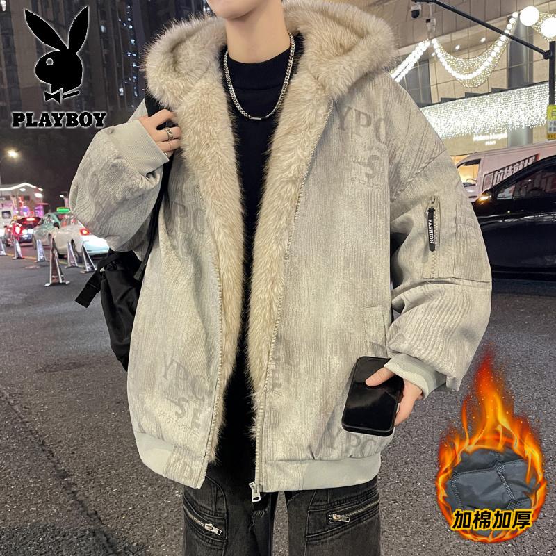 花花公子新款高品质秋冬季青少年加棉加厚棉衣男座山棉服外套