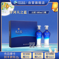 洋河(YangHe)蓝色经典 天之蓝 52度 480ml*2 礼盒装(新老包装随机发货)浓香型白酒 口感绵柔