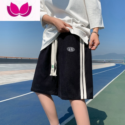 七斓灯芯绒休闲短裤男潮牌夏季薄款外穿宽松运动五分裤子ins潮流中裤