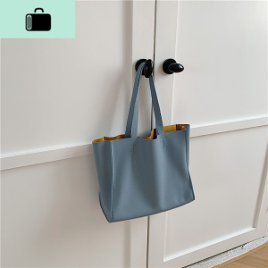 程牙伢 2020新款韩版简约超软托特单肩大包女 休闲百搭手提大包潮NEW LAKE女士单肩包