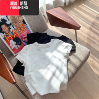 YIBUSHENG白色短袖修身t恤女正肩季显瘦体恤紧身辣妹小上衣2024新款