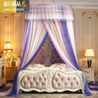 2020新款网红款圆顶吊顶落地蚊帐2.0m家用双人免安装1.5m1.8米床 三维工匠