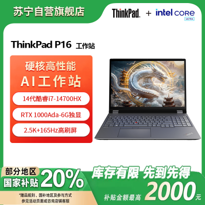 ThinkPad P16 酷睿i7-14700HX 16英寸联想高性能移动工作站笔记本电脑 16G 1T 2.5K RTX1000Ada 165Hz