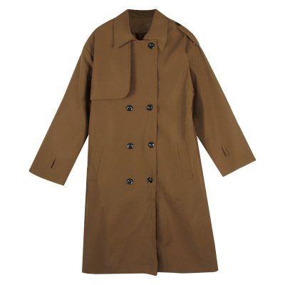 FISHBASKET韩国复古过膝中长款气质设计感风衣外套2020新款秋季女收腰大衣潮风衣女