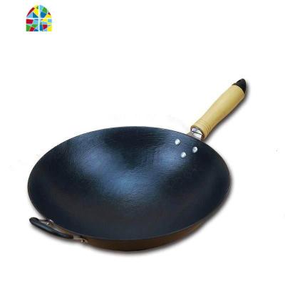 2020老式铁锅铸铁锅具铁锅炒锅煤气灶抄炒菜锅家用尖底灶适用圆底 FENGHOU 32cm[圆底锅盖]