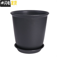 三维工匠仿陶瓷塑料花盆大号加厚阳台绿植创意绿萝盆栽多肉盆 送托盘 高款灰黑色 4号[口径24cm]花盆容器