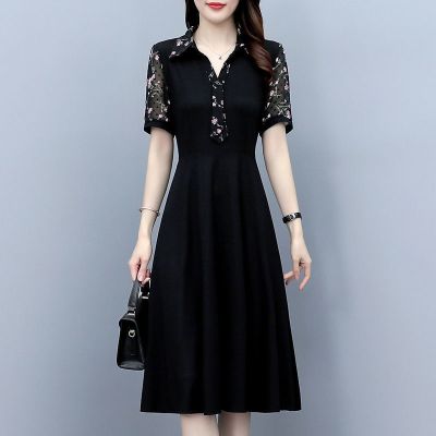 情娇婷(QINGJIAOTING)大码女装雪纺碎花短袖连衣裙2021夏季新款胖mm洋气显瘦遮肚裙子潮