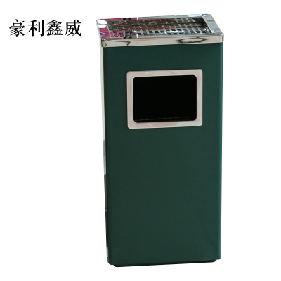 豪利鑫威不锈钢垃圾桶烟蒂柱灭烟桶带烟灰缸室外电梯口立式丽格长方形绿色