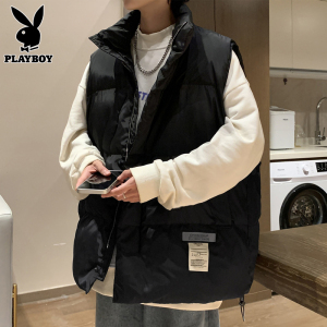 花花公子羽绒棉马甲男士宽松外穿坎肩衣服冬季休闲立领马夹外套潮