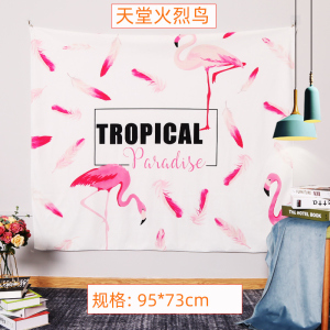 北欧挂布布料 背景布背景墙布民宿房间布置装饰布艺床头布 天堂火烈鸟-95*73cm/收藏加购送USB款彩灯