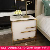 轻奢床头柜后现代简约卧室港式白色烤漆床头柜实木网红ins 储物柜