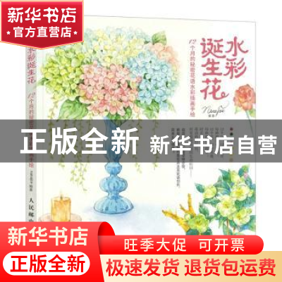 正版 水彩诞生花:12个月的秘密花语水彩插画手绘 nanajoe 人民邮
