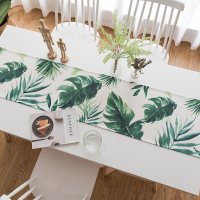 家柏饰(CORATED)北欧S风棉麻布艺茶几电视柜客厅餐桌布盖巾床尾旗桌旗 芭蕉叶桌旗 定制联系客服