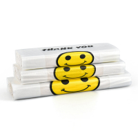 白色透明垃圾袋一次性笑脸袋尺寸定制logo定制购物袋笑脸袋定制商超购物袋