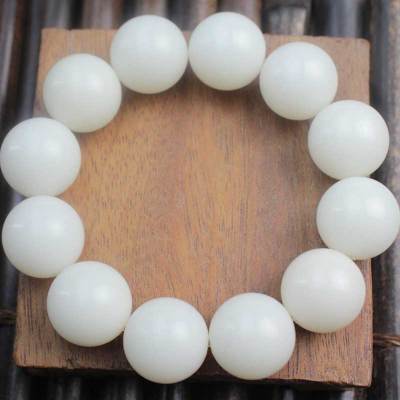 原创设计白菩提根高密顺白圆珠手串20mm12颗佛珠男女手链文玩饰品送女朋友老婆情人节七夕生日礼物