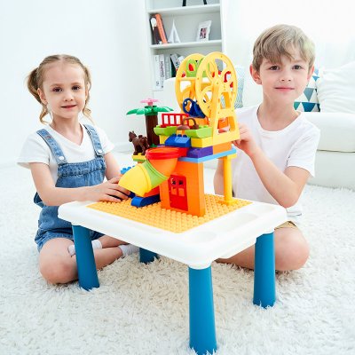 28元包邮 蓓臣 多功能积木桌+ 300小颗粒积木