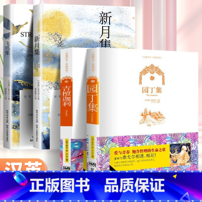 [双语版全4册]飞鸟集+新月集+园丁集+吉檀迦利 [正版]飞鸟集泰戈尔双语全2册 飞鸟集+新月集英汉对照双语版 生如夏花