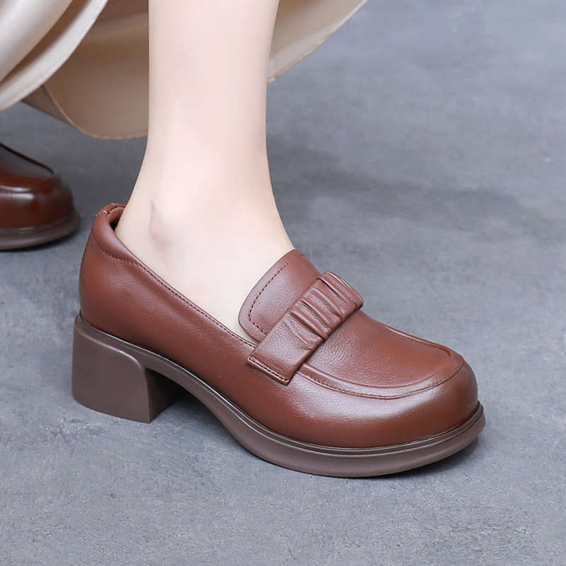 真皮乐福鞋女25新款头层牛皮春秋季英伦风小皮鞋休闲四季复古单鞋