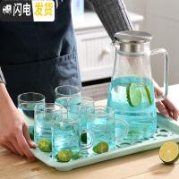 三维工匠透明日式玻璃煮水果茶壶套装家用客厅耐热下午茶泡花茶茶具茶杯 可加热花茶茶具8件套[098]