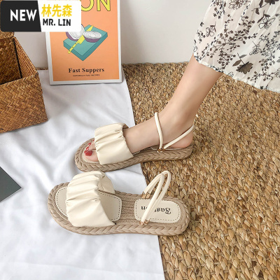 林先森夏季网红超火时装凉鞋仙女风配裙子ins潮2021年新款学生百搭平底凉鞋