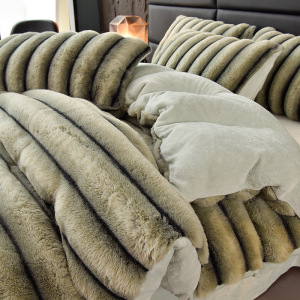 冬季加厚兔毛绒四件套牛奶绒床单被罩南通珊瑚绒被套床上三件套