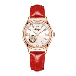 新奇特正品手表女士爱心形自动机械表超薄防水钢带皮带钻时尚简约商务新款女表X-59