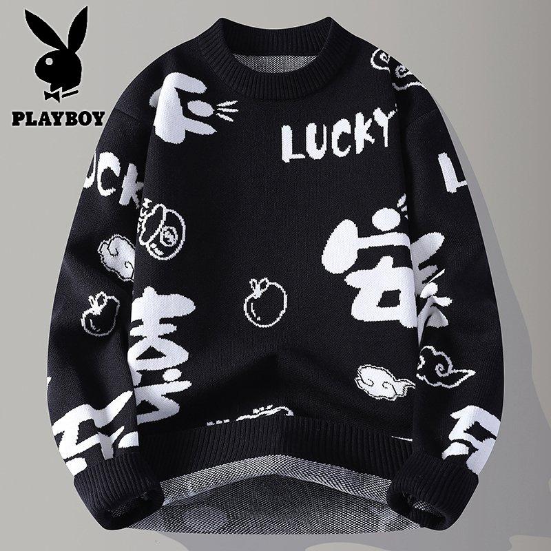 花花公子新款高品质[新款] 2025年秋冬款圆领针织毛衣男