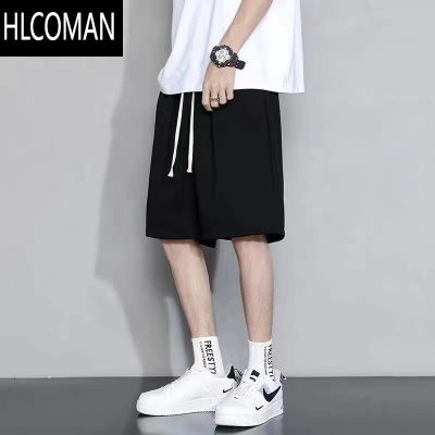 HLCOMAN黑色短裤男夏季潮牌宽松休闲裤子男士2024新款潮流百搭运动五分裤