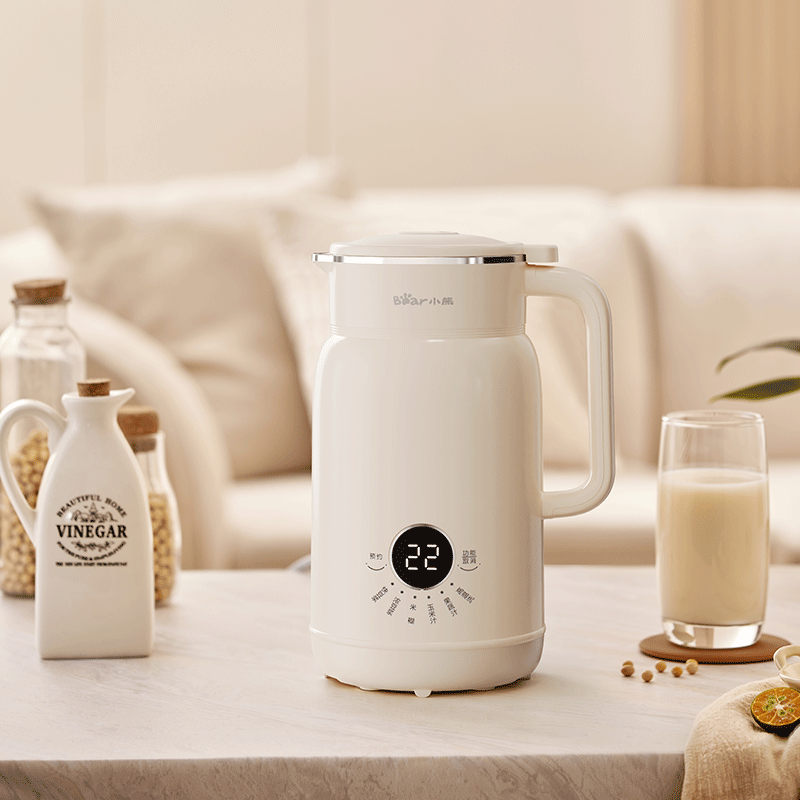 小熊bear云白无网研磨1.1L快速制浆迷你豆浆机果汁机外塑内钢