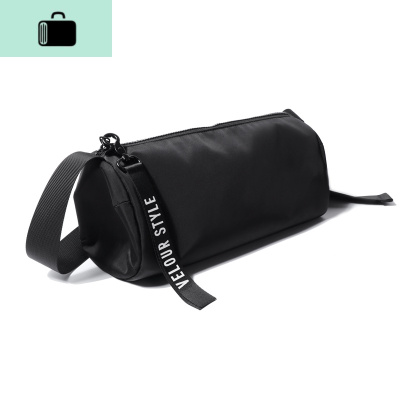新款街头嘻哈简约单肩包斜挎包男小背包潮牌女圆筒insNEW LAKE 黑色男士单肩包