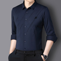 抖音同款春季男士新款长袖衬衫时尚休闲无痕衬衣抗皱免熨