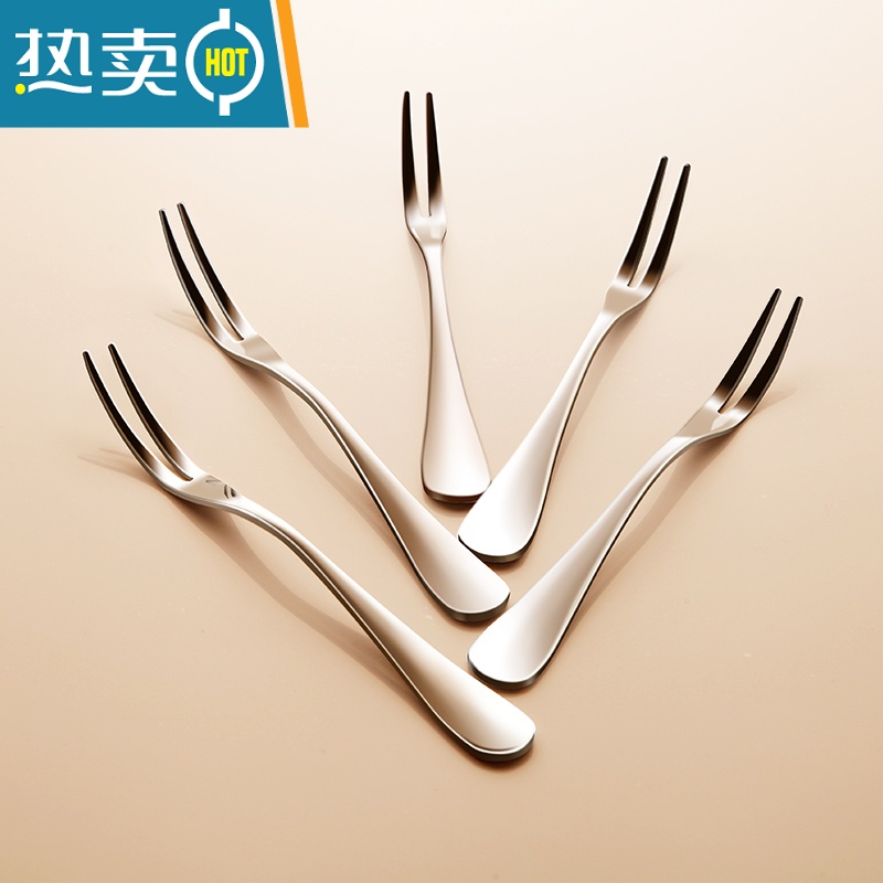 敬平304不锈钢水果叉子家用刀叉小叉吃插果叉水果签套装儿童创意 可爱 410不锈钢水果叉 5支装