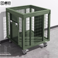 戴劲金属移动网箱仓储笼应急物资周转箱野营装备箱带网带轮子900*900*900mm(带拉手)