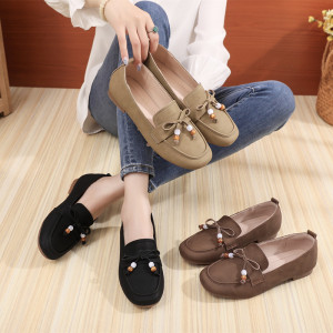 春秋新款复古鞋流苏款韩版女懒人百搭休闲鞋真皮四季单鞋女鞋