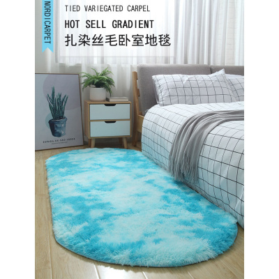 美帮汇椭圆卧室地毯ins风北欧简约满铺加厚长毛绒客厅垫床边毯定制