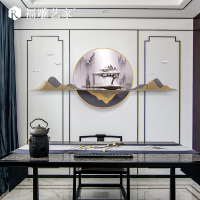 新中式山水客厅墙面装饰沙发背景墙饰餐厅3d立体壁挂墙上装饰挂件 三维工匠 恬静山水银80*200cm壁饰