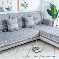 家柏饰(CORATED)四季通用防滑沙发垫坐垫子布艺全包萬能沙发套罩沙发盖布沙发巾 罗兰灰 90*180cm