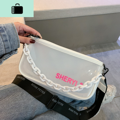 夏季小包包2020新款潮斜挎包女百搭ins沙滩果冻透明小方包腋下包NEW LAKE女士单肩包