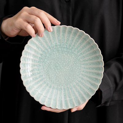 苏氏陶瓷 汝窑冰花釉 菊花瓣壶承开片可养金线养壶底座功夫茶具茶具配件餐盘点心盘果盘多功能