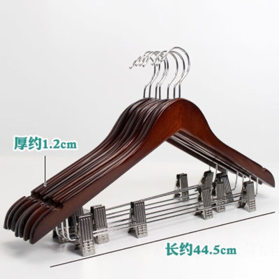 千里谷KLG-YJ09实木银圆钩带夹子款衣架10个/组(计价单位:组)复古色