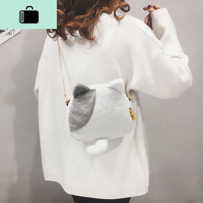 可爱毛绒小圆包纯色链条小包包女2020新款卡通简约百搭单肩斜挎包NEW LAKE女士单肩包